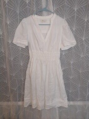 BODEN brand Women's size 6R, 100% linen, white colored dress